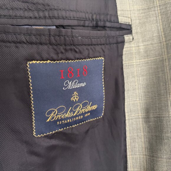 $1800 Brooks Brothers Checked Grey Wool Suit 40- 42, Pants 35 Made in Italy - Picture 16 of 16